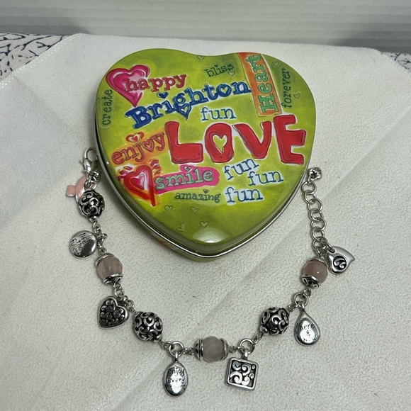 Brighton Power of Pink 2007 Charm Bracelet Silver Plated 9" & Small Tin - Picture 6 of 10